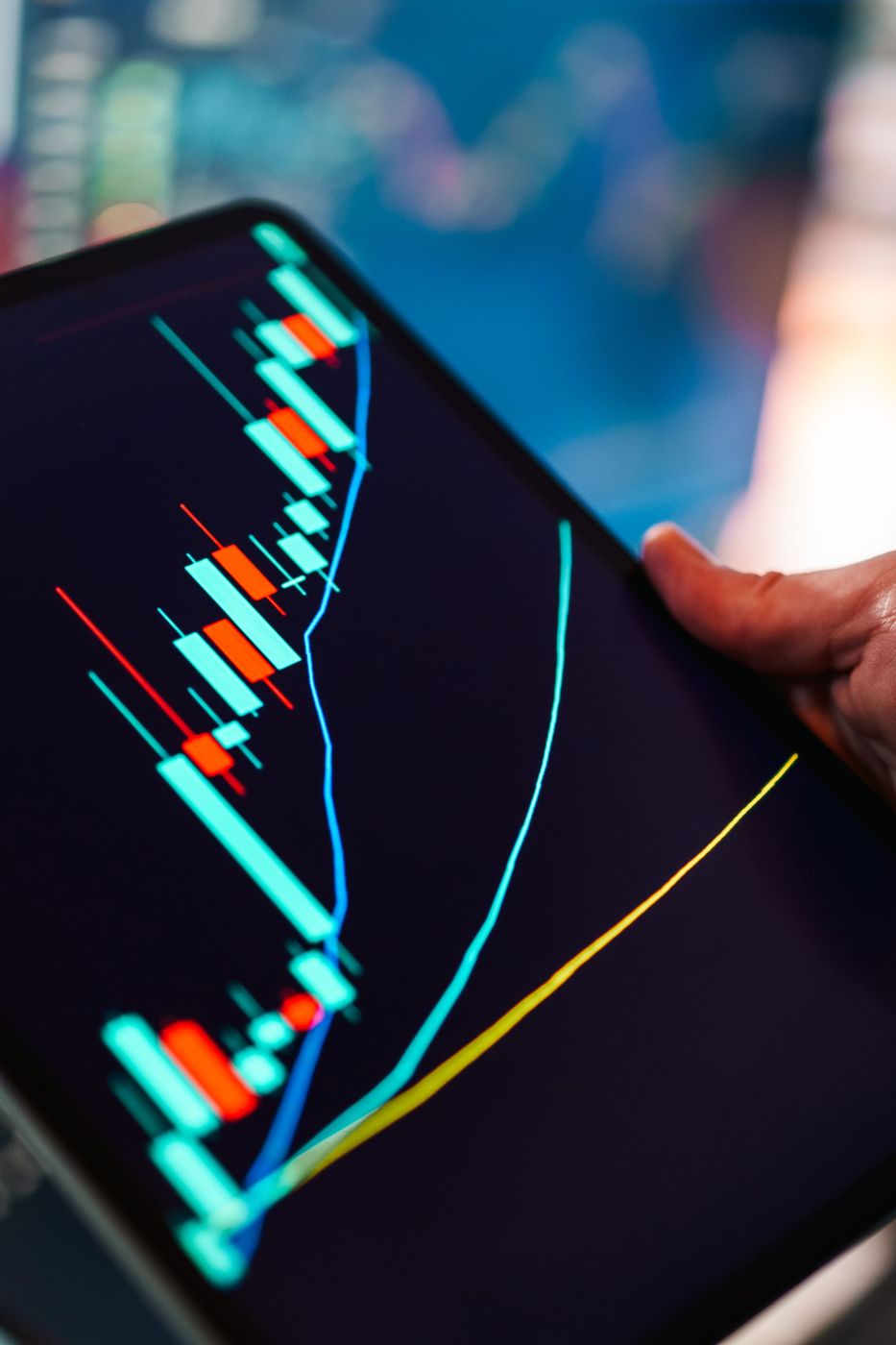Live trading chart on a tablet